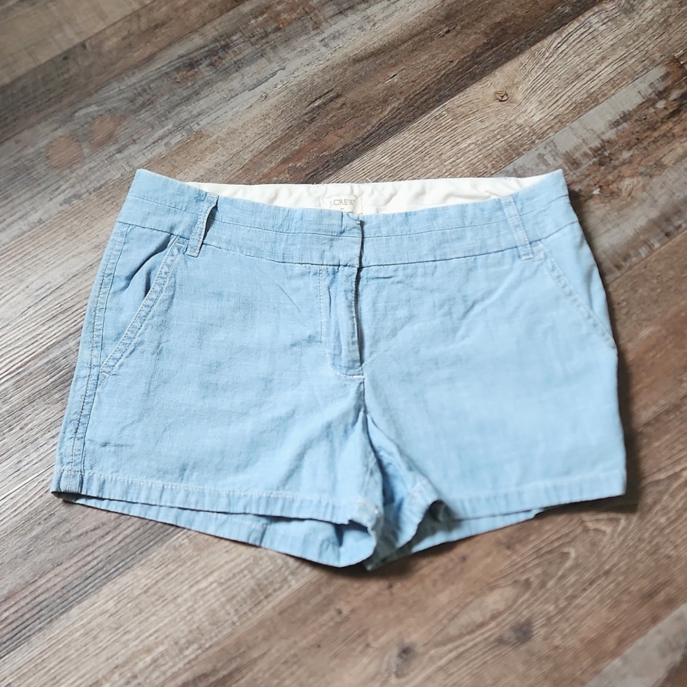 J. Crew Cotton Shorts Trouser Chino Pockets Blue Textured lightweight 2